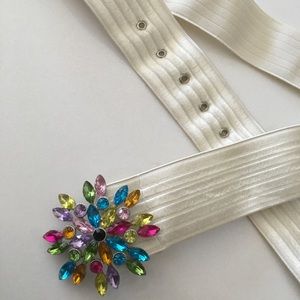 Cynthia Steffe stretchy belt with rhinestone buckle